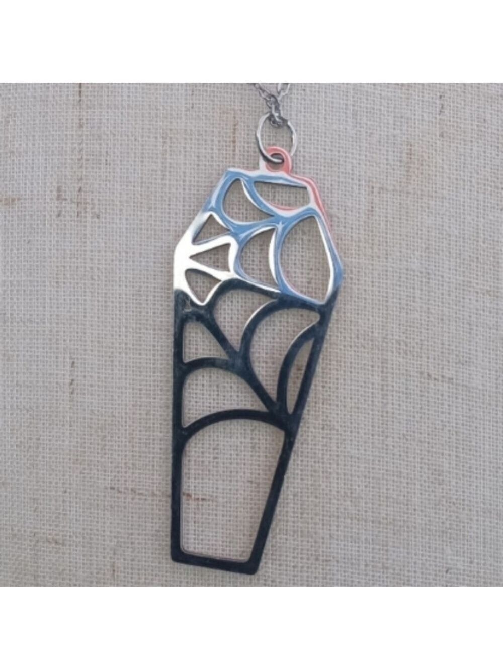 ❤️ 2/$20 Gothic Coffin Spiderweb Stainless Steel Necklace NWT